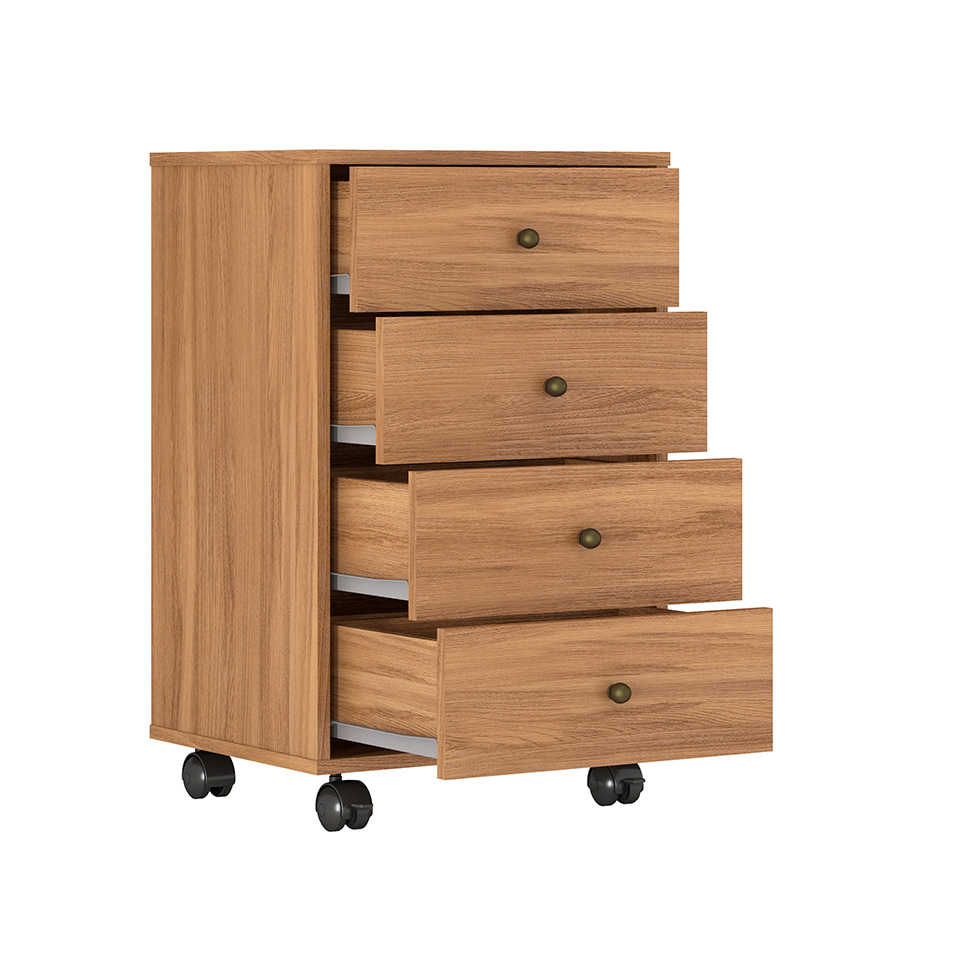 Mesa de Cabeceira Presence 4 Gavetas Amêndoa