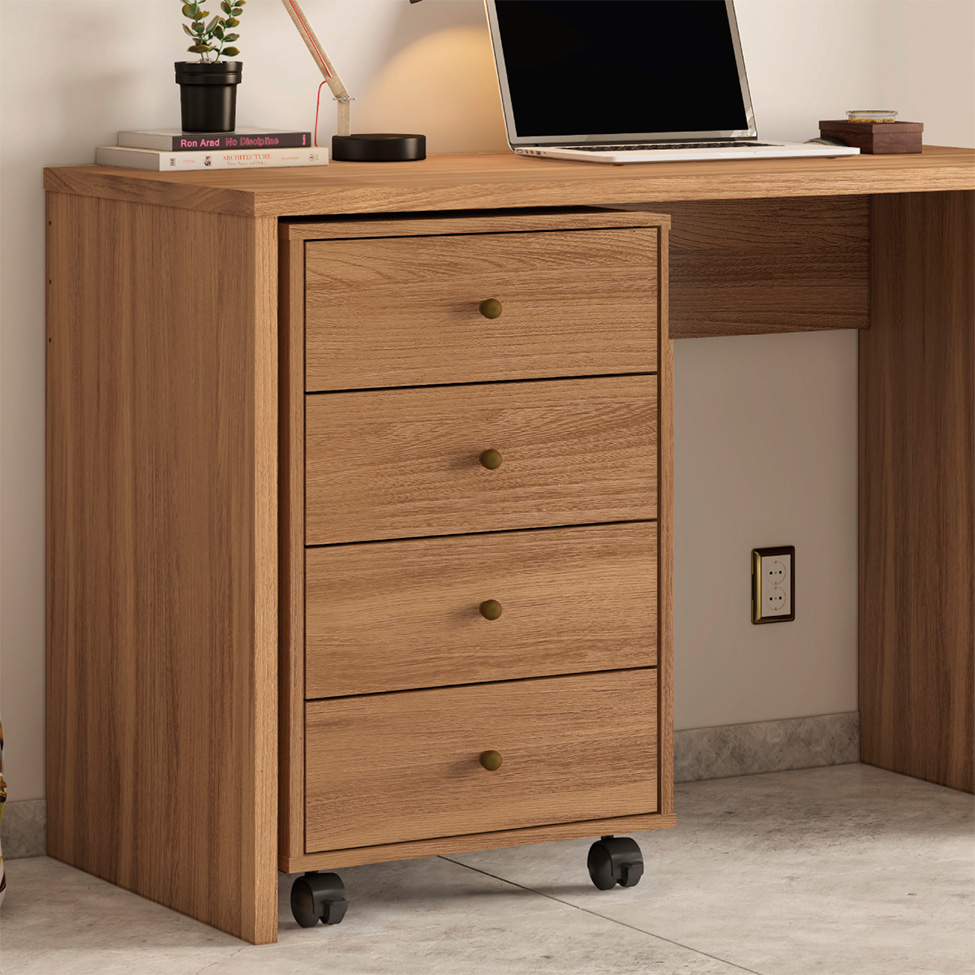 Mesa de Cabeceira Presence 4 Gavetas Amêndoa