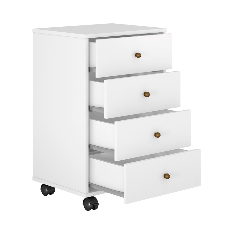 Mesa de Cabeceira Presence 4 Gavetas Branca