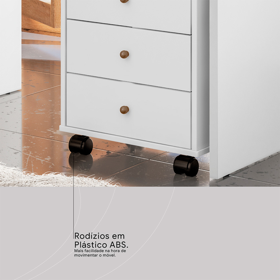 Mesa de Cabeceira Presence 4 Gavetas Branca
