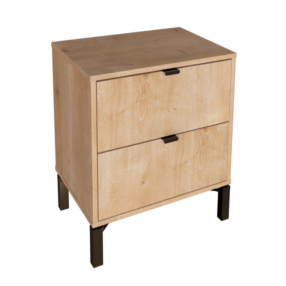 Mesa de Cabeceira Queens 2 Gavetas Amadeirada