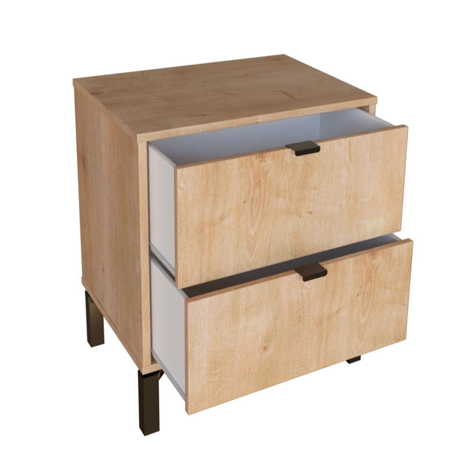Mesa de Cabeceira Queens 2 Gavetas Amadeirada