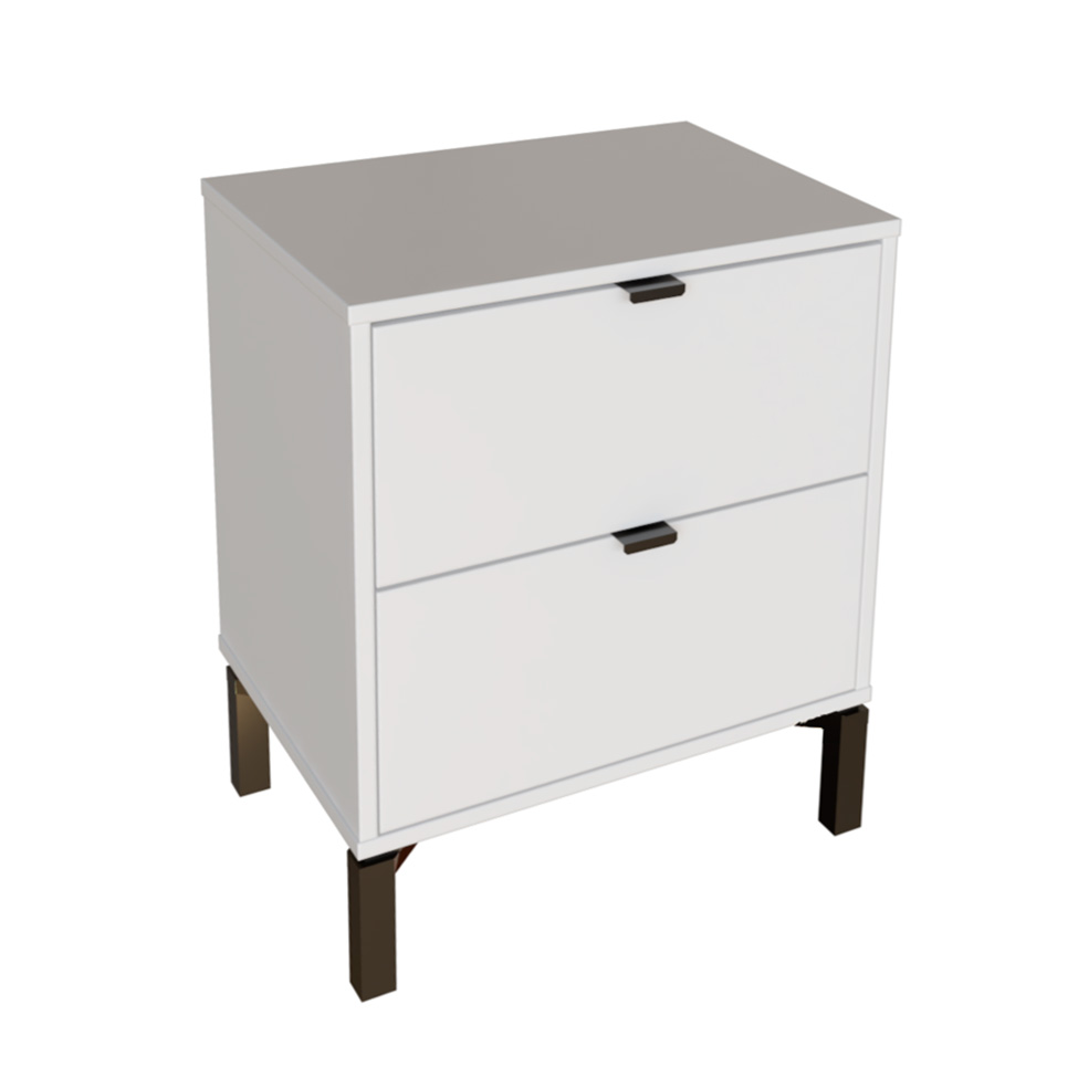 Mesa de Cabeceira Queens 2 Gavetas Branca