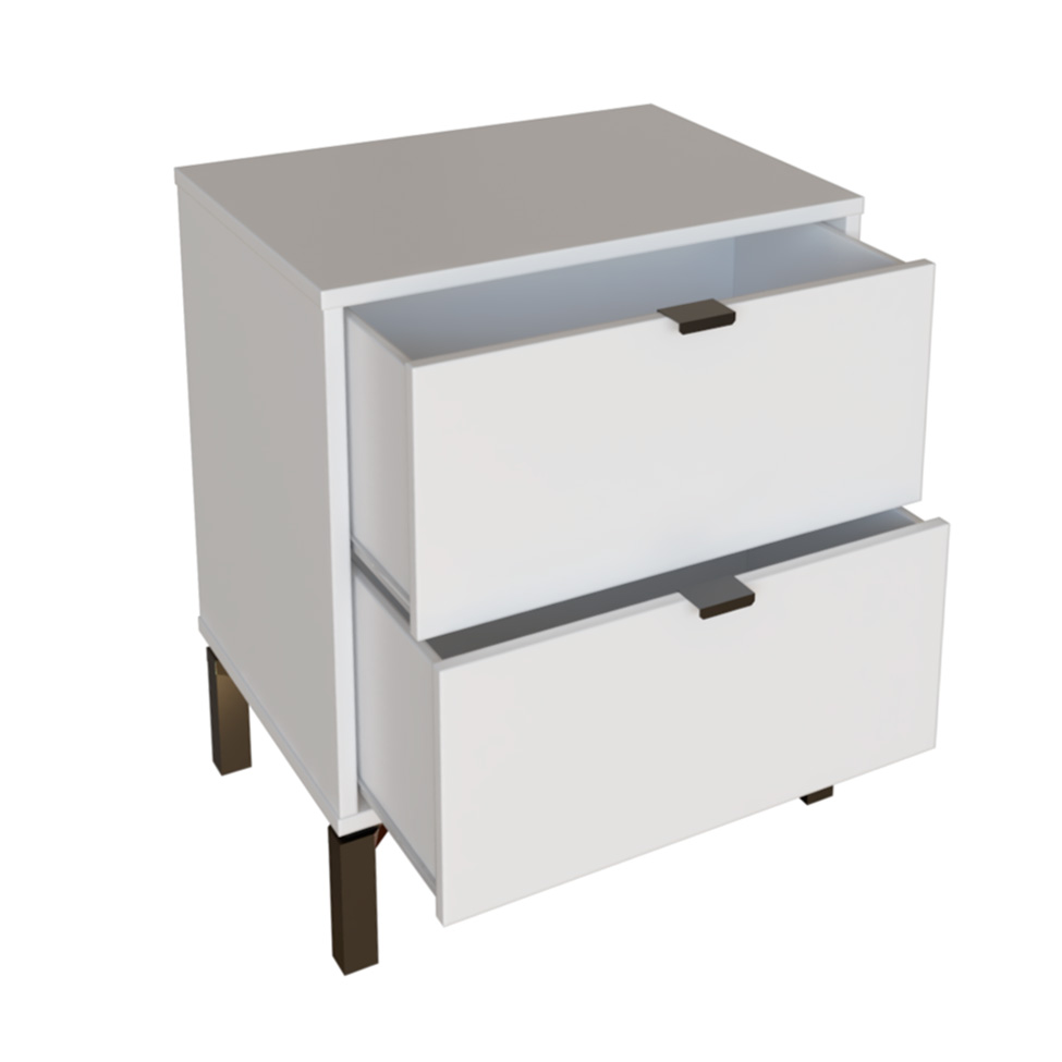 Mesa de Cabeceira Queens 2 Gavetas Branca