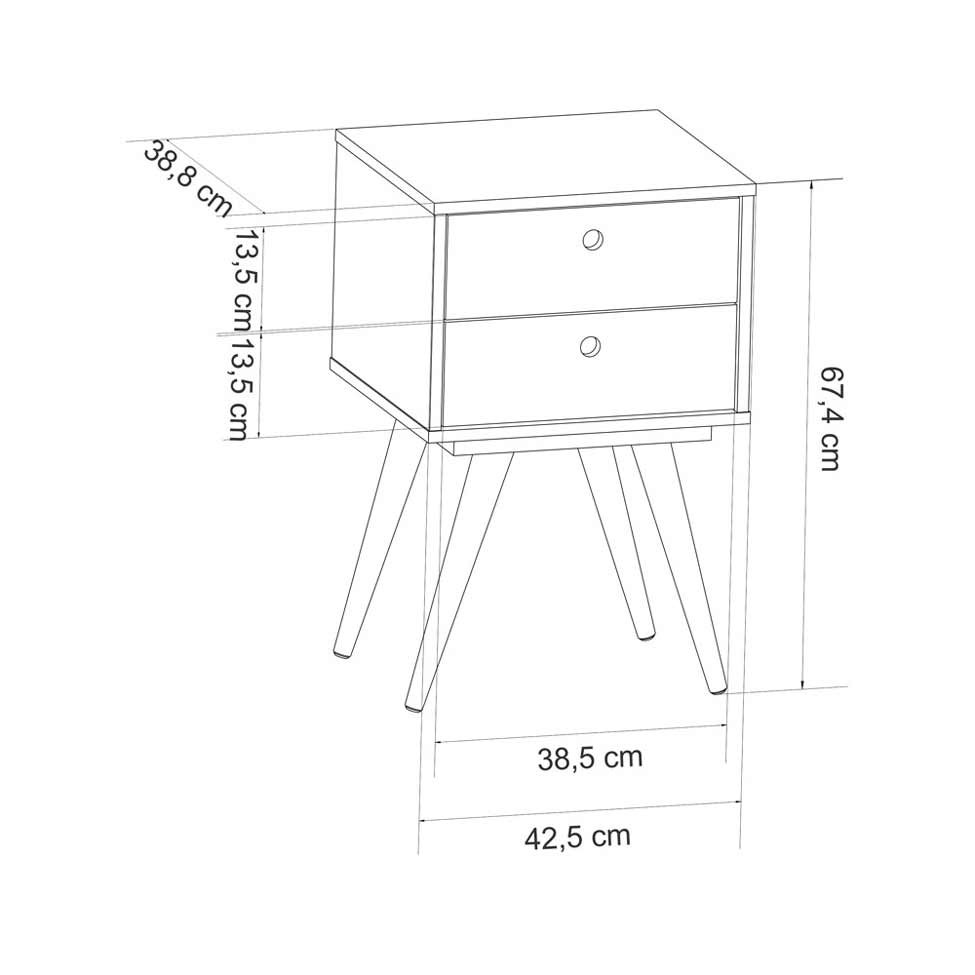 Mesa de Cabeceira Retrô 2 GV Branca