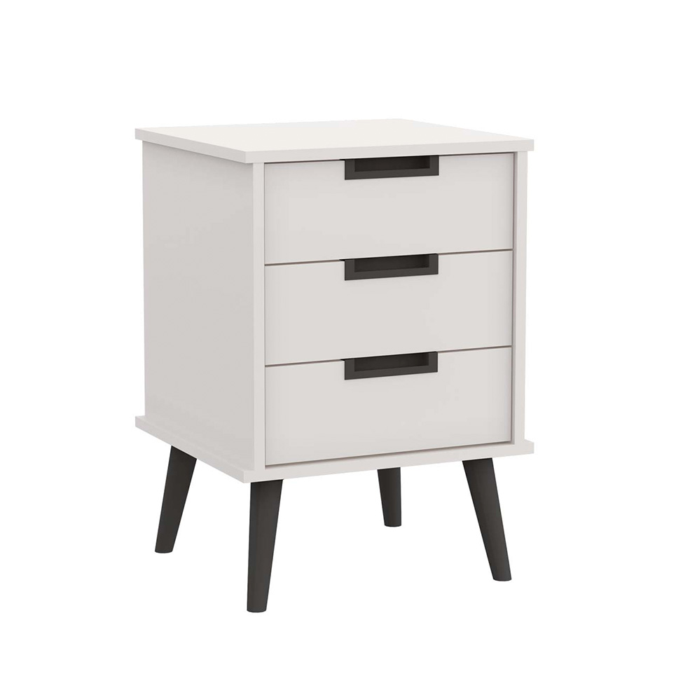 Mesa de Cabeceira Retrô 3 Gavetas Branca