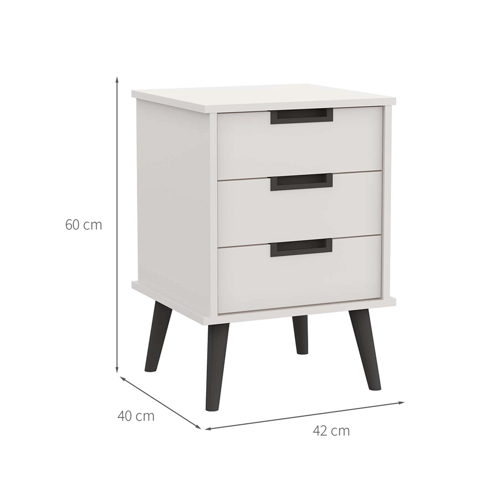 Mesa de Cabeceira Retrô 3 Gavetas Branca