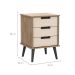 Mesa de Cabeceira Retrô 3 Gavetas Carvalho e Off White