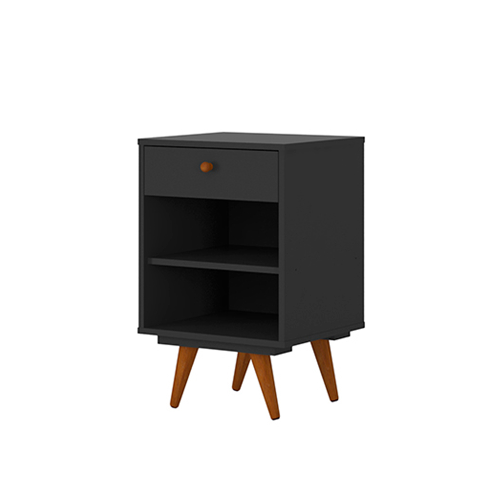 Mesa de Cabeceira Retrô Plus 1 Gaveta Preta