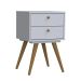 Mesa de Cabeceira Retrô Plus 2 Gavetas Branco