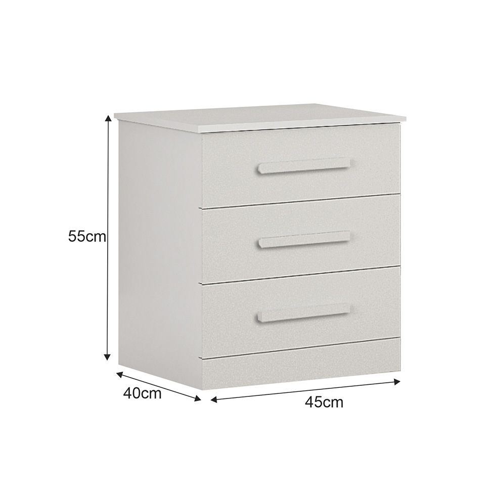 Mesa de Cabeceira Rubi 3 Gavetas Branca