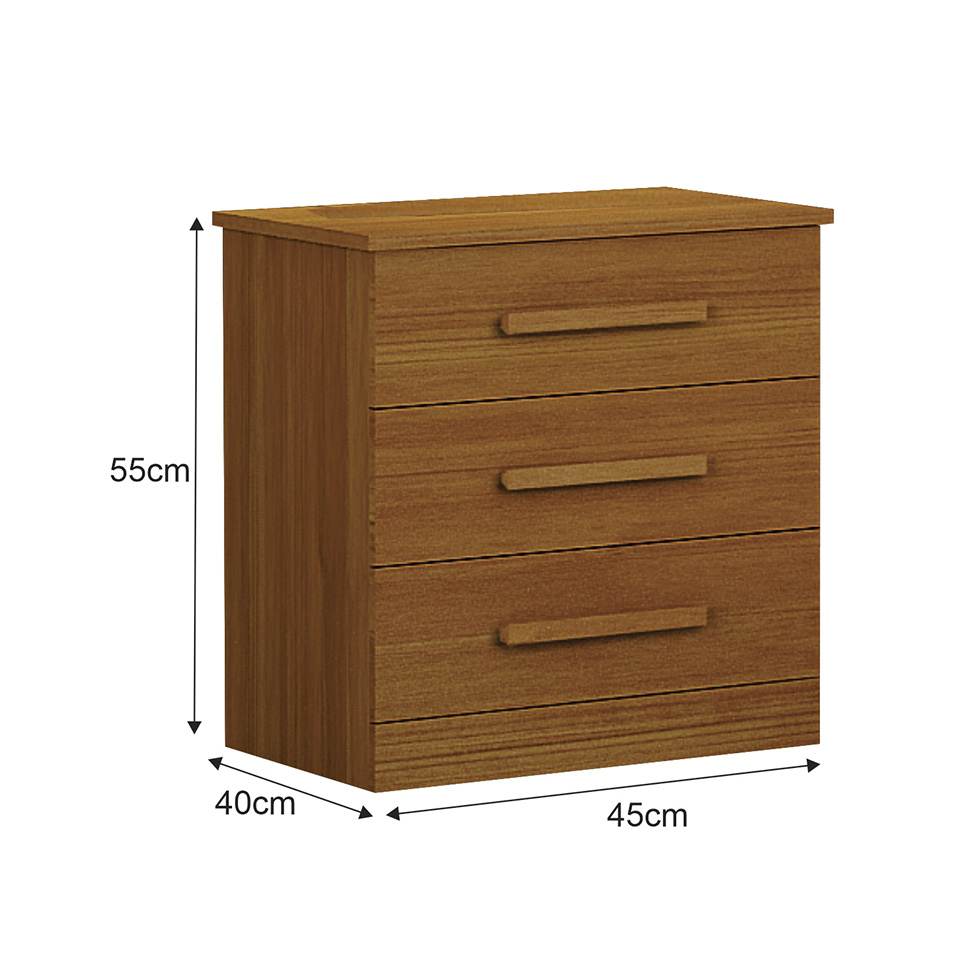 Mesa de Cabeceira Rubi 3 Gavetas Cinamomo
