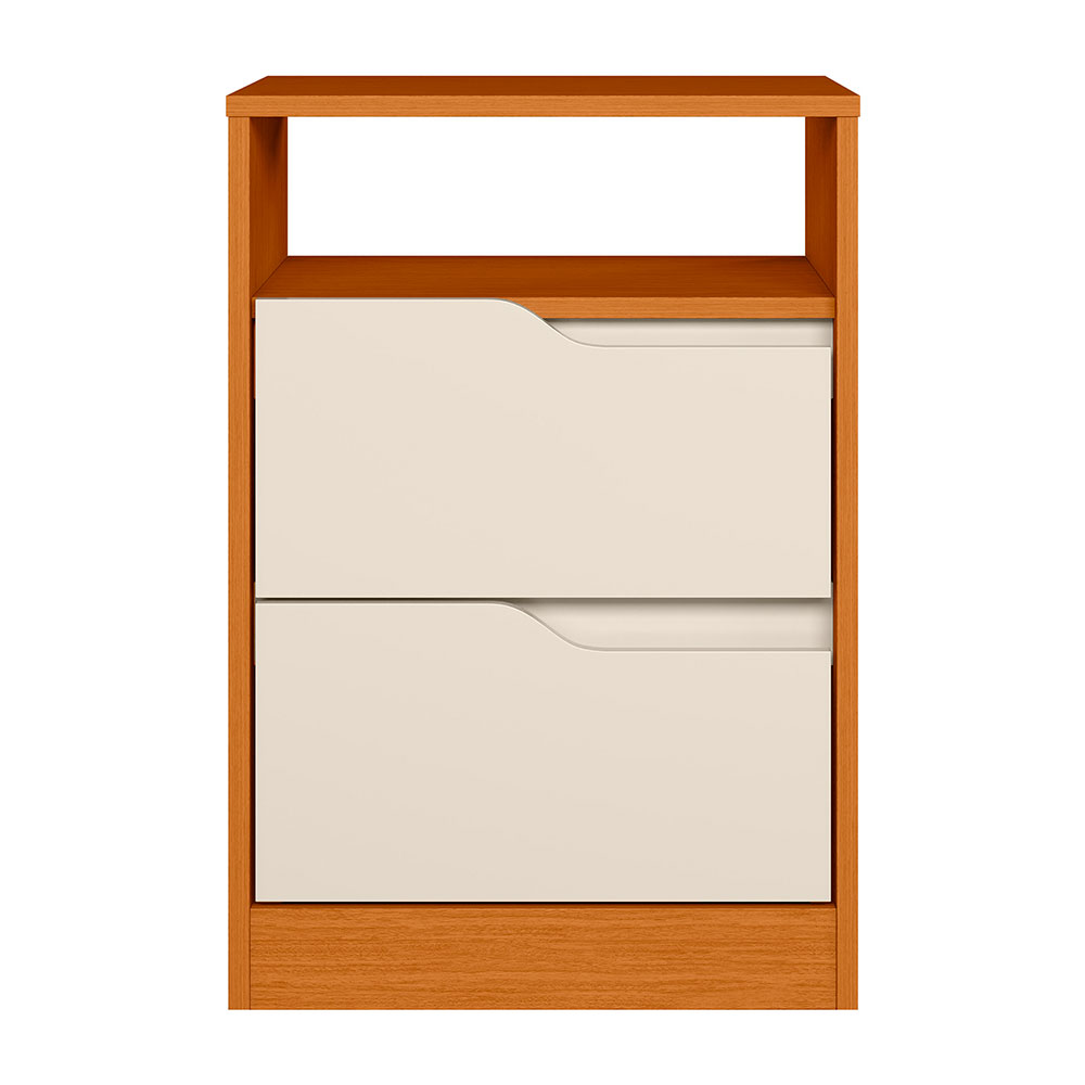 Mesa de Cabeceira Sole 2 Gavetas Cinamomo e Off White