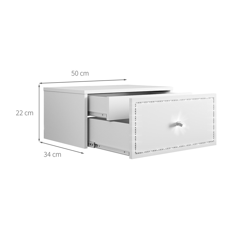 Mesa de Cabeceira Strass 2 Gavetas Branca