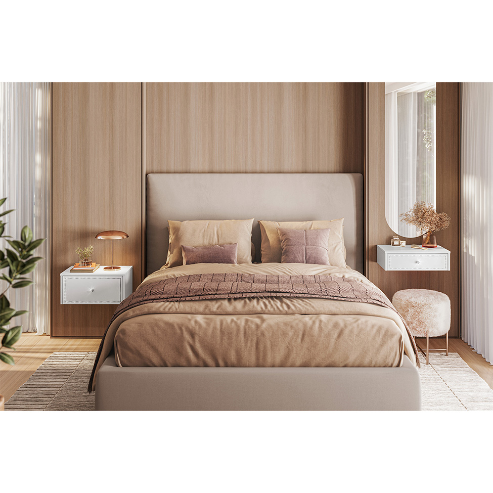 Mesa de Cabeceira Strass 2 Gavetas Branca