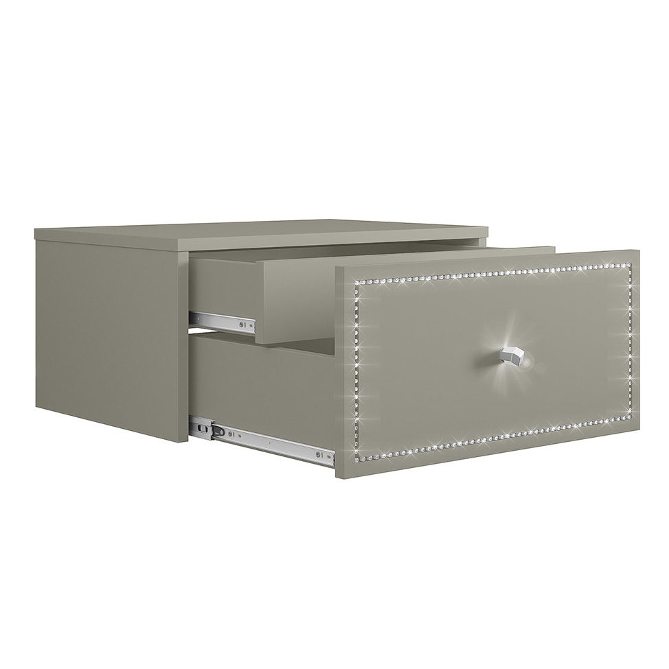 Mesa de Cabeceira Strass 2 Gavetas Off White