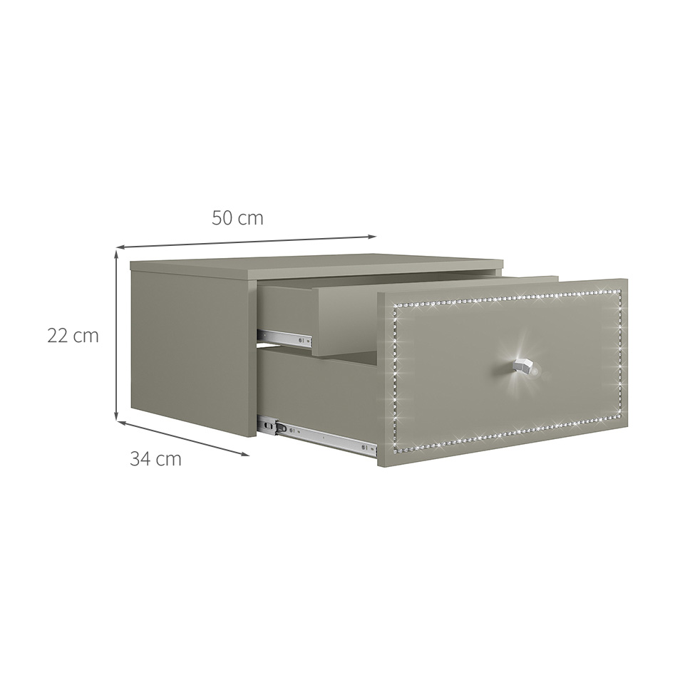 Mesa de Cabeceira Strass 2 Gavetas Off White