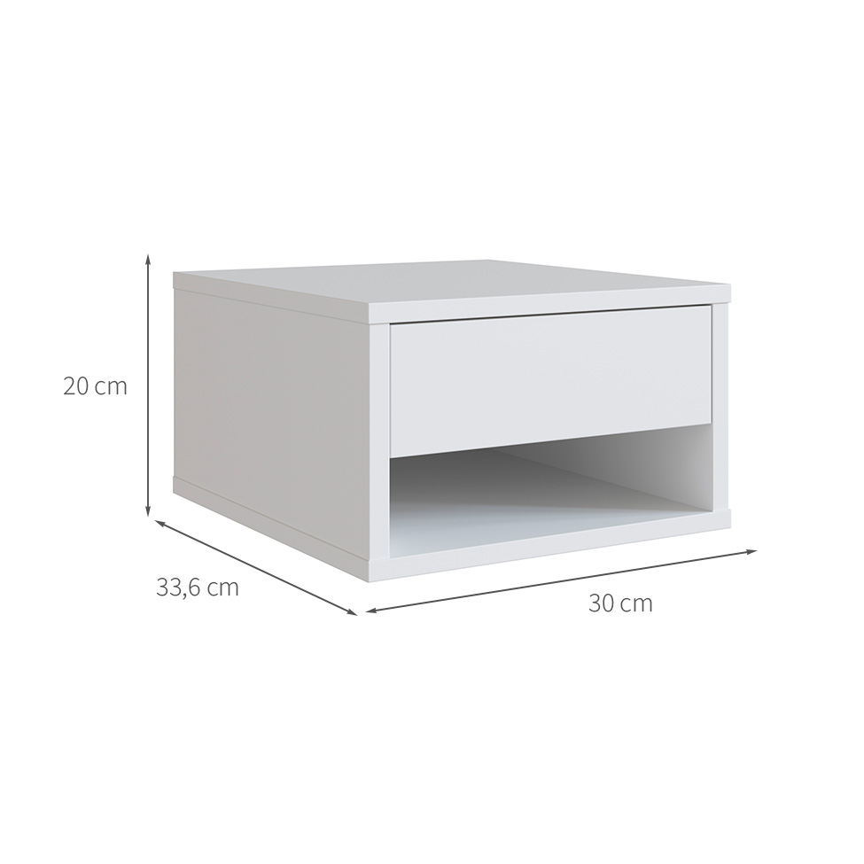 Mesa de Cabeceira Suspensa Slim 1 Gaveta Branca