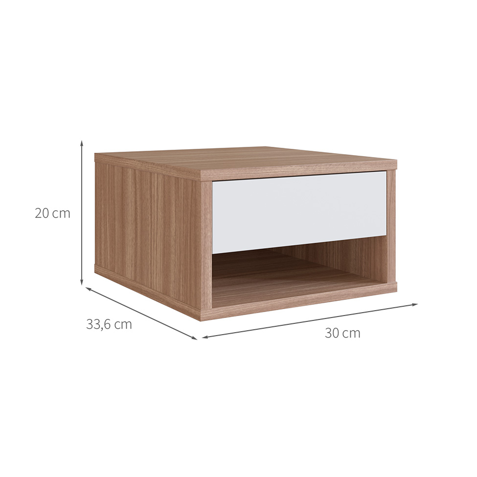 Mesa de Cabeceira Suspensa Slim 1 Gaveta Montana e Branca