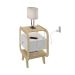 Mesa de Cabeceira Theo com USB 1 Gaveta Branco e Naturale
