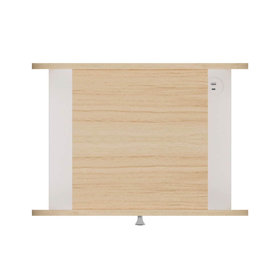 Mesa de Cabeceira Theo com USB 1 Gaveta Branco e Naturale