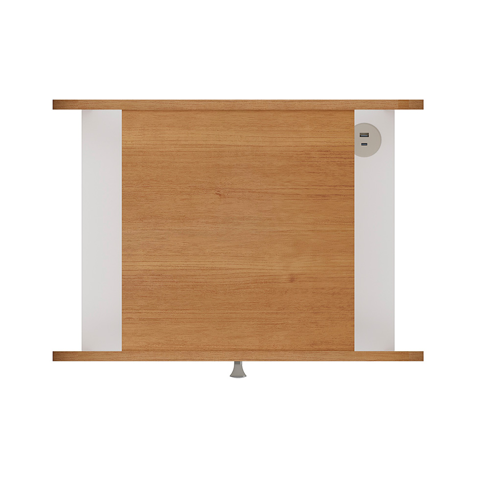 Mesa de Cabeceira Theo com USB 1 Gaveta Off White e Cinamomo