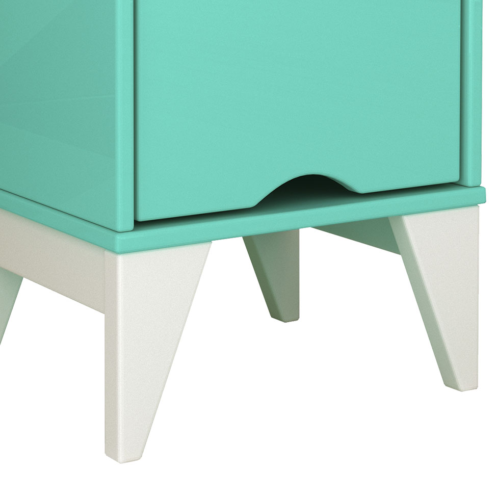 Mesa de Cabeceira Twister 2 Gavetas Aqua e Branca