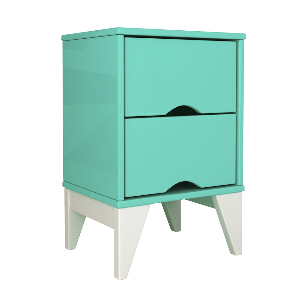 Mesa de Cabeceira Twister 2 Gavetas Aqua e Branca