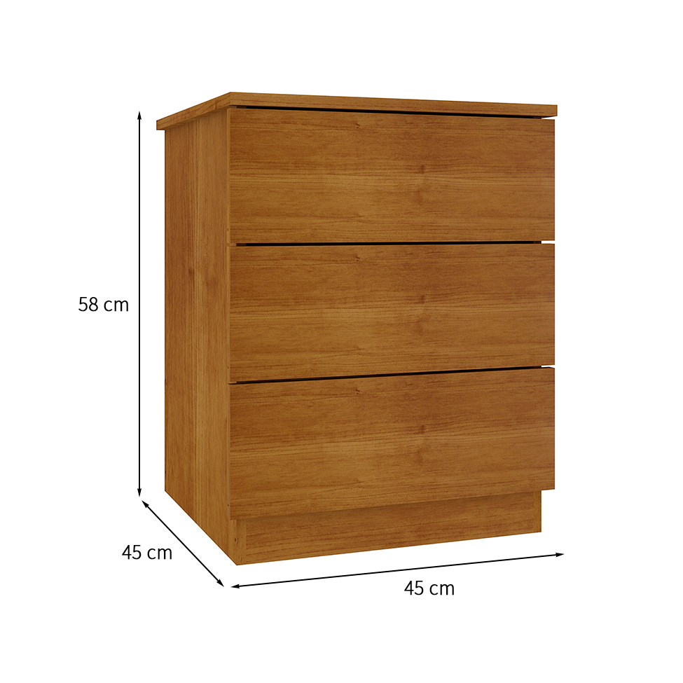 Mesa de Cabeceira Veronna 3 Gavetas Cinamomo