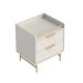 Mesa de Cabeceira Yves 2 Gavetas Off White e Dourada