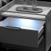 Mesa de Cabeceira Yves com LED  2 Gavetas Preta e Champanhe