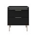 Mesa de Cabeceira Yves com LED  2 Gavetas Preta e Champanhe