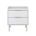 Mesa de Cabeceira Yves com LED 2 Gavetas Branca e Champanhe
