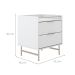 Mesa de Cabeceira Yves com LED 2 Gavetas Branca e Champanhe