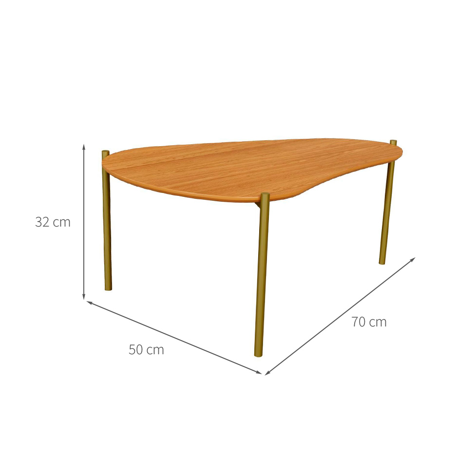 Mesa de Centro Ôrganica Meven 100% MDF Freijó 70 cm