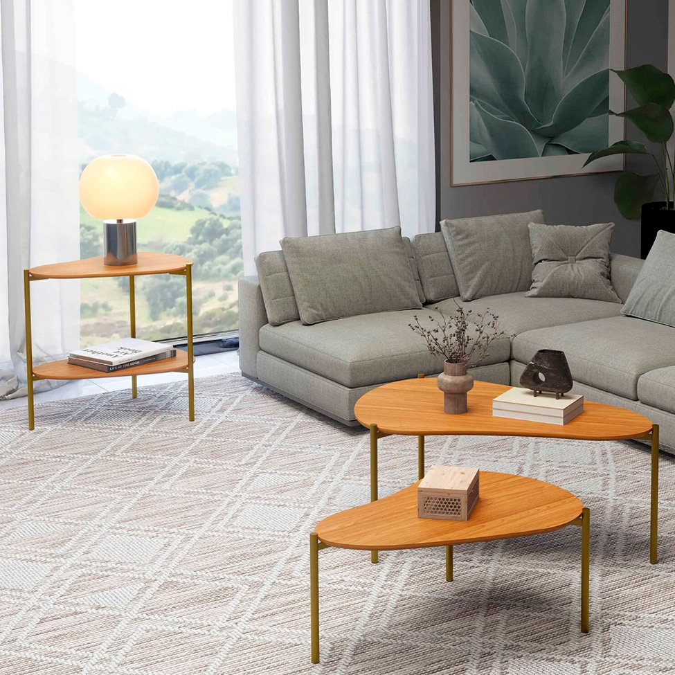 Mesa de Centro Ôrganica Meven 100% MDF Freijó 70 cm