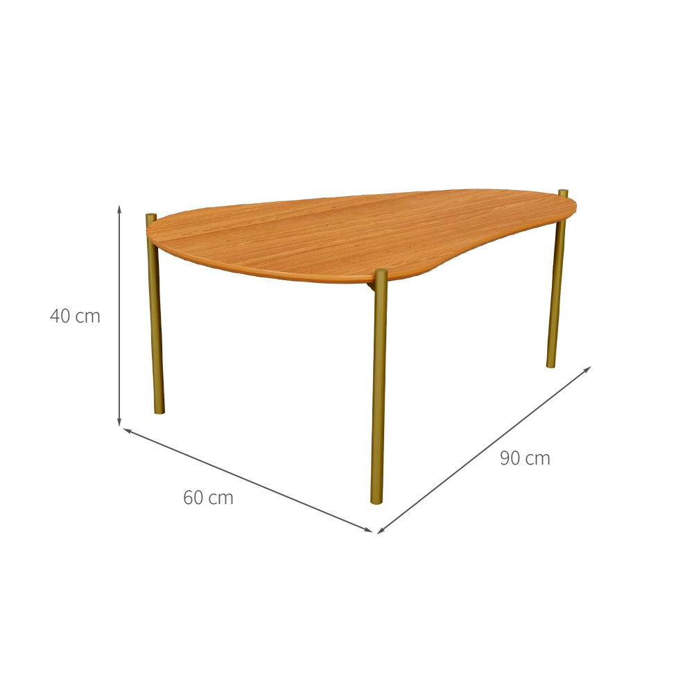 Mesa de Centro Ôrganica Meven 100% MDF Freijó 90 cm