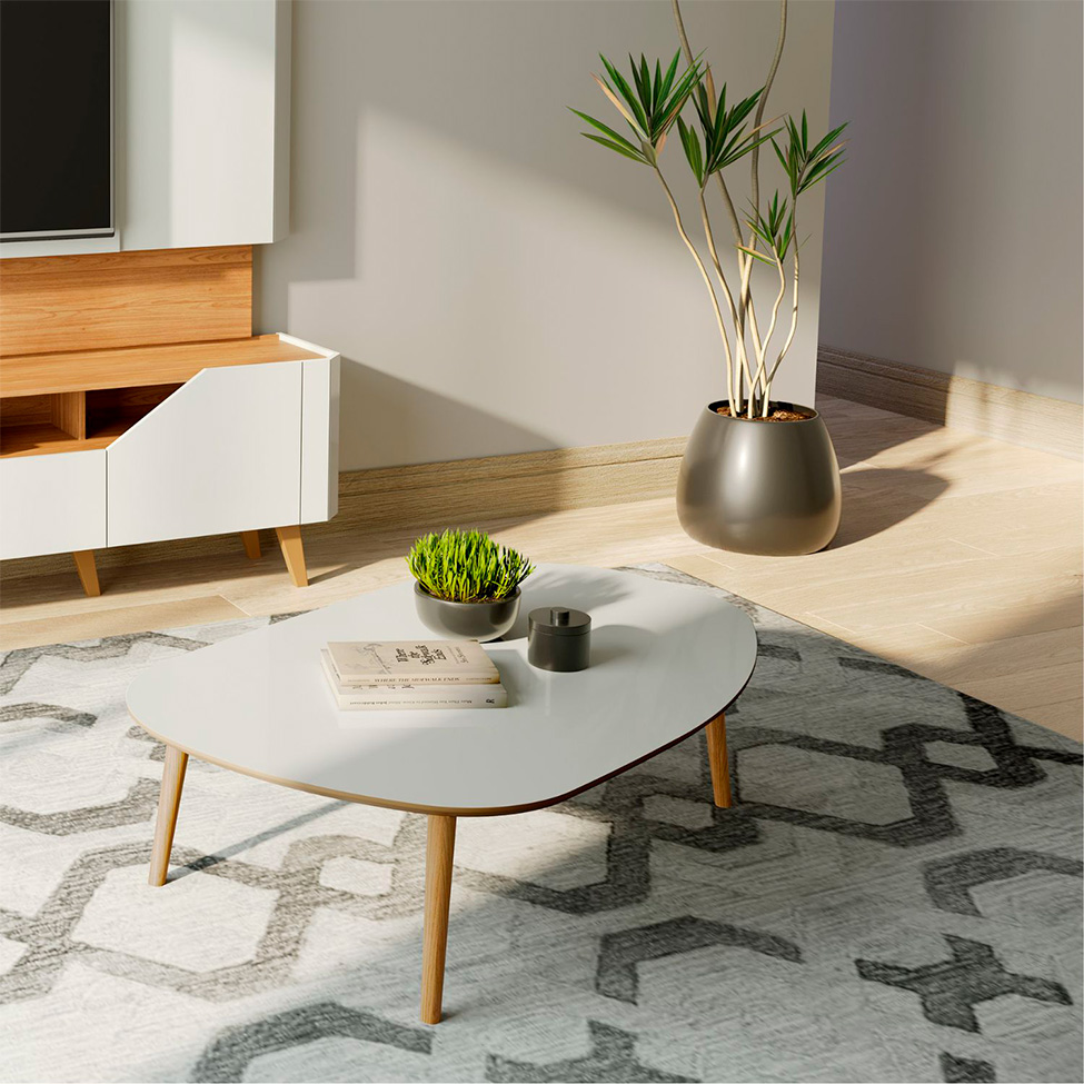 Mesa de Centro Ôrganica Rivor 100% MDF Off White e Freijó