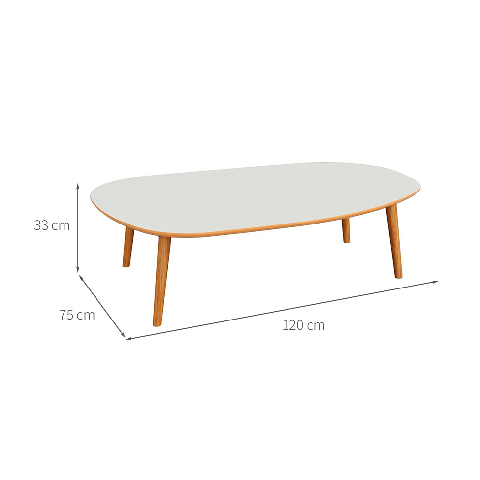 Mesa de Centro Ôrganica Rivor 100% MDF Off White e Freijó