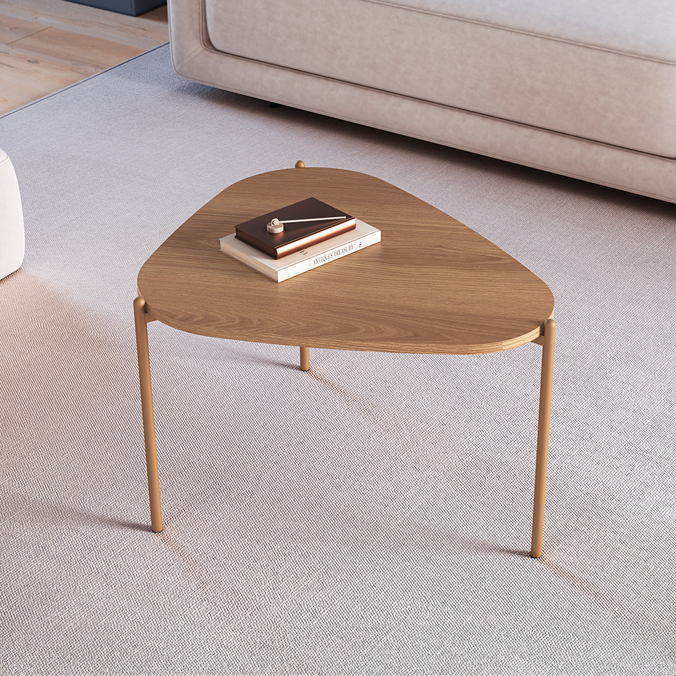 Mesa de Centro Complementos Orgânica Hanover e Dourada 59 cm