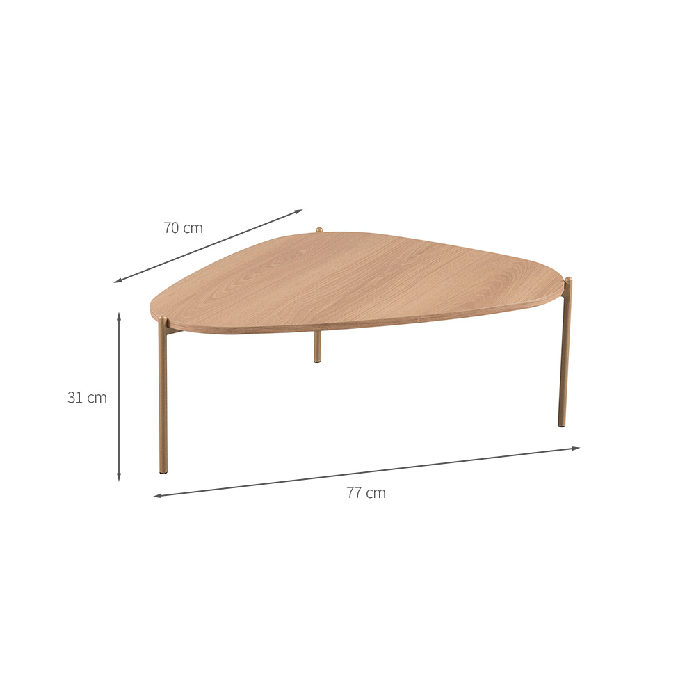 Mesa de Centro Complementos Orgânica Hanover e Dourada 77 cm