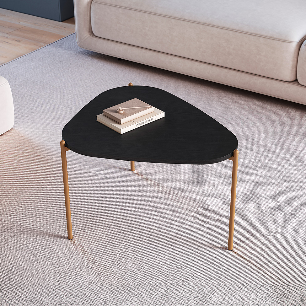 Mesa de Centro Complementos Orgânica Nero e Dourada 59 cm