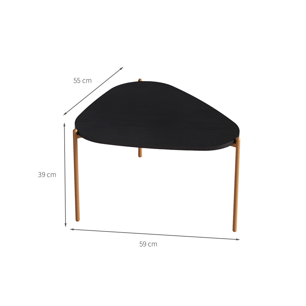 Mesa de Centro Complementos Orgânica Nero e Dourada 59 cm