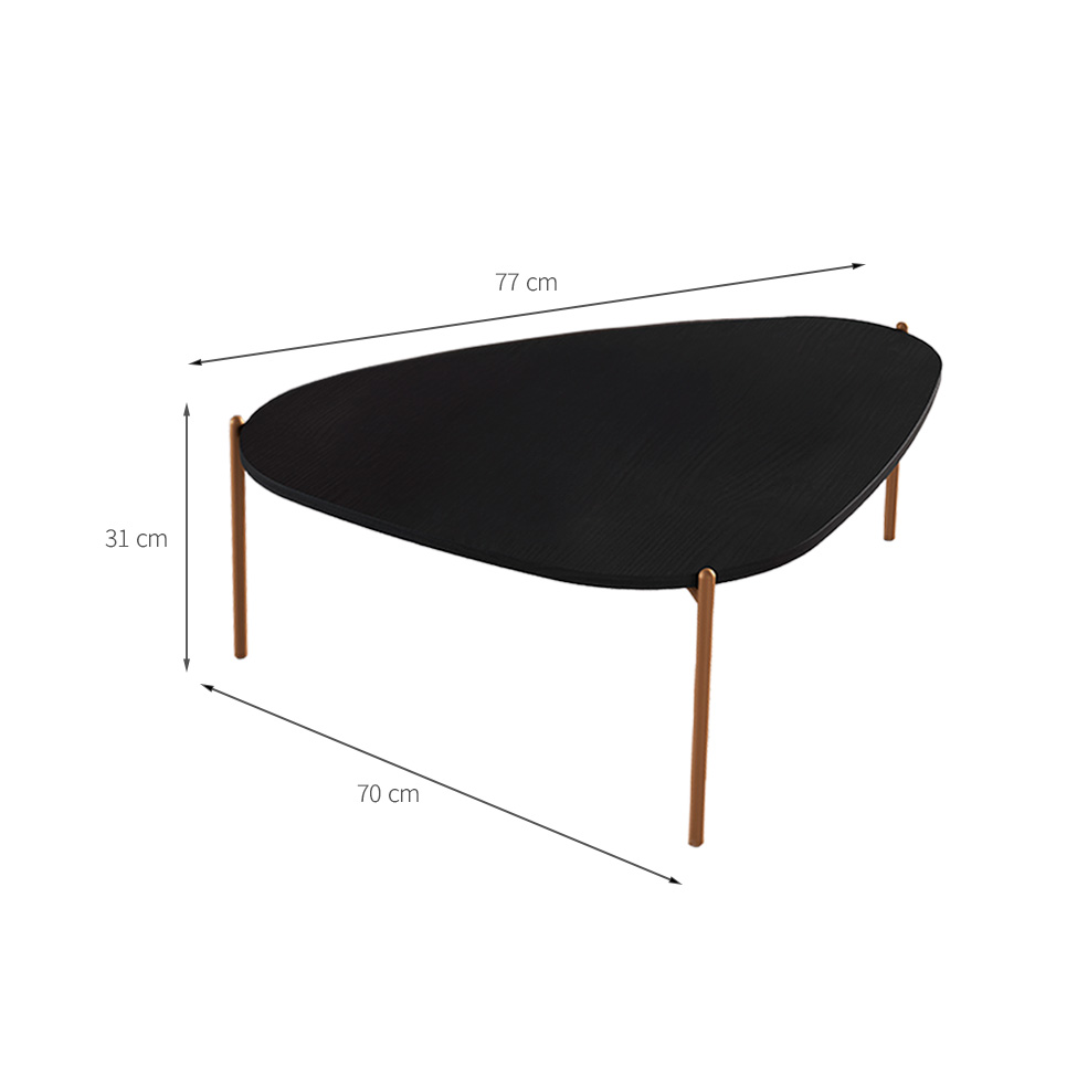 Mesa de Centro Complementos Orgânica Nero e Dourada 77 cm