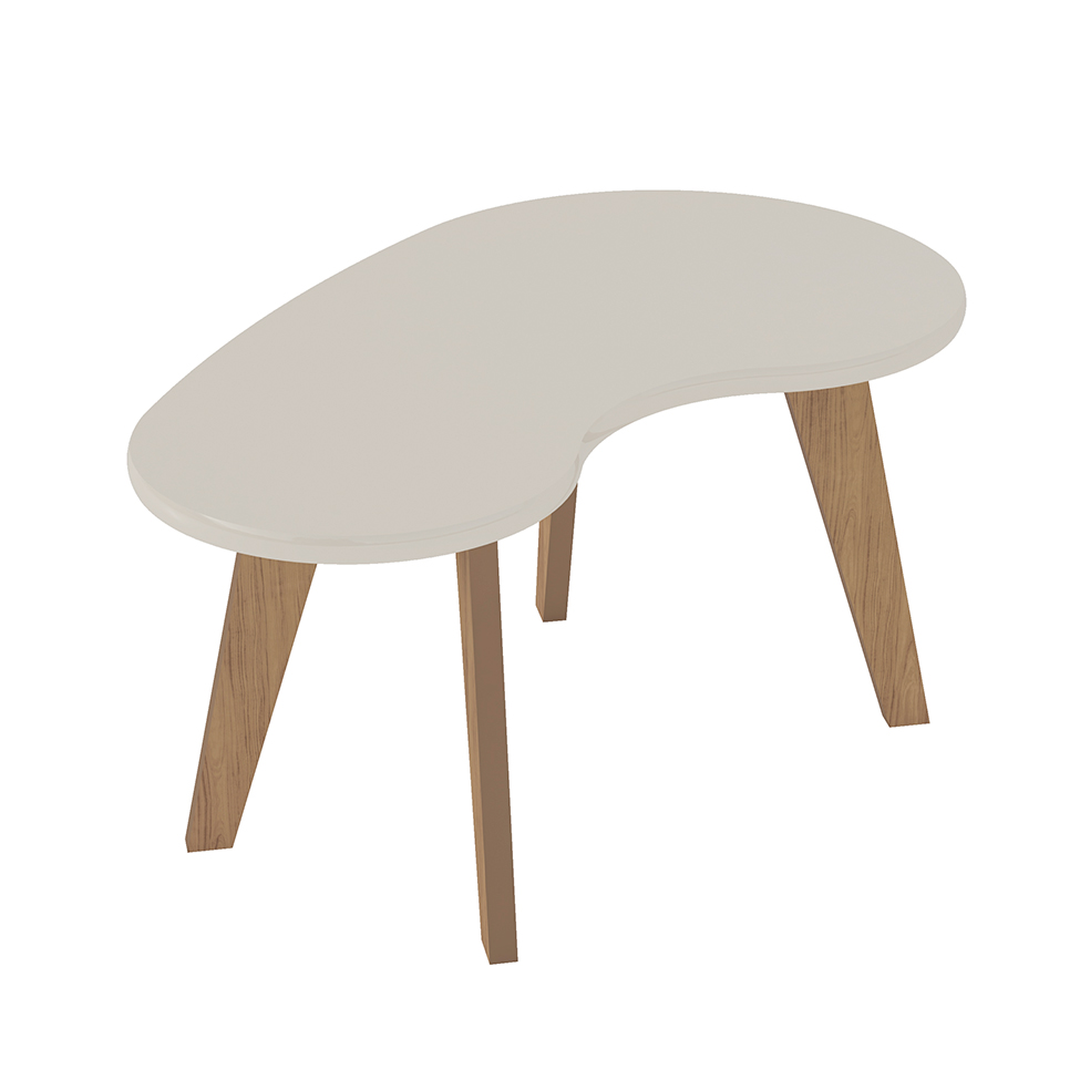 Mesa de Centro Orgânica Off White e Carvalho