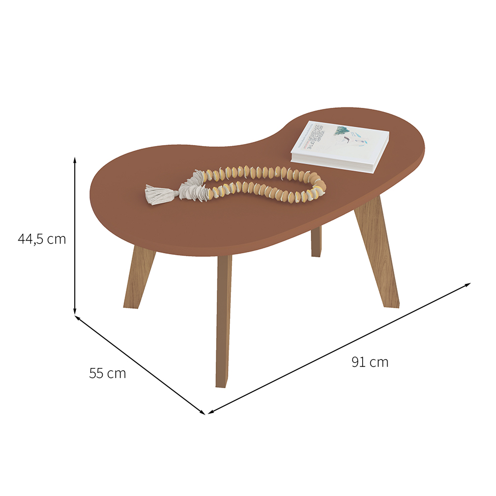 Mesa de Centro Orgânica Terracota e Carvalho