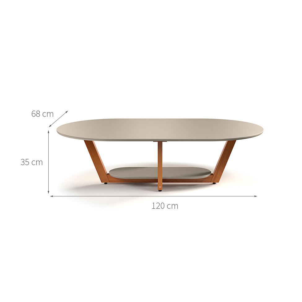 Mesa de Centro Oval Elegance Gianduia e Nature