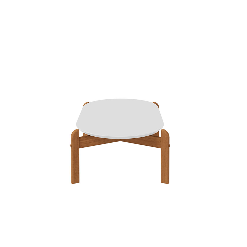 Mesa de Centro Oval Lizz Branco e Cedro