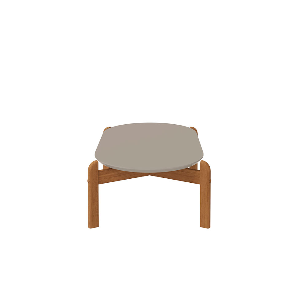 Mesa de Centro Oval Lizz Off White e Cedro