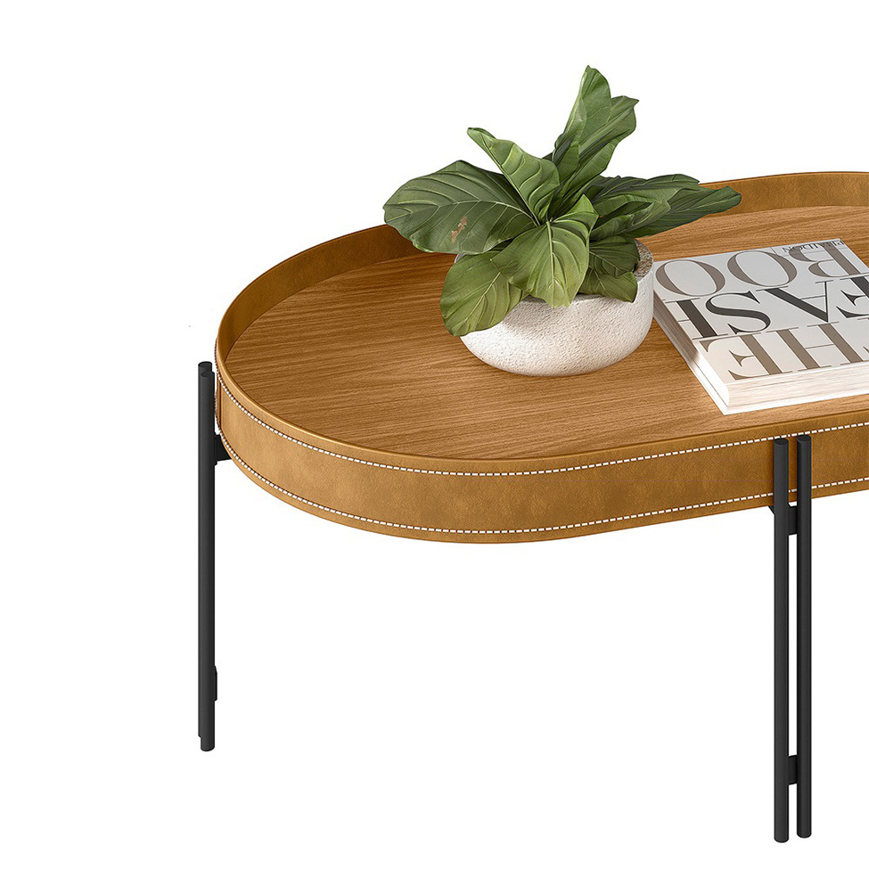 Mesa de Centro Oval Mônaco Flex Nature e Tauari
